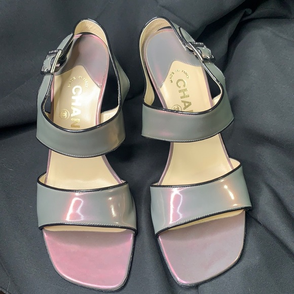 CHANEL Shoes - Purple Chanel sling back heels (never worn)